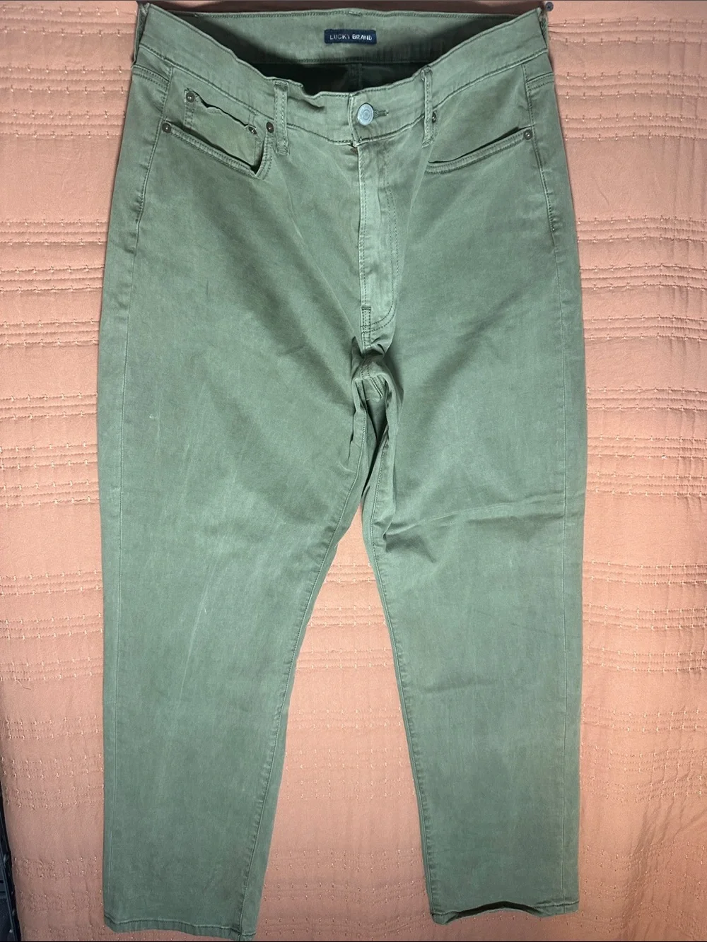 Lucky Brand Olive Green Slim Chinos for Men